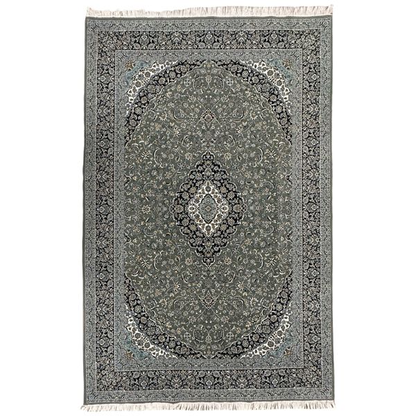 Traditional, Aman Floral Persian Kashan- Hand-Tufted Olive-Green 3 x 2m Rug