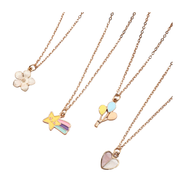 Girls 4 Pack Necklaces Colourful Pendants Flower Heart Friend Gift Sets ...