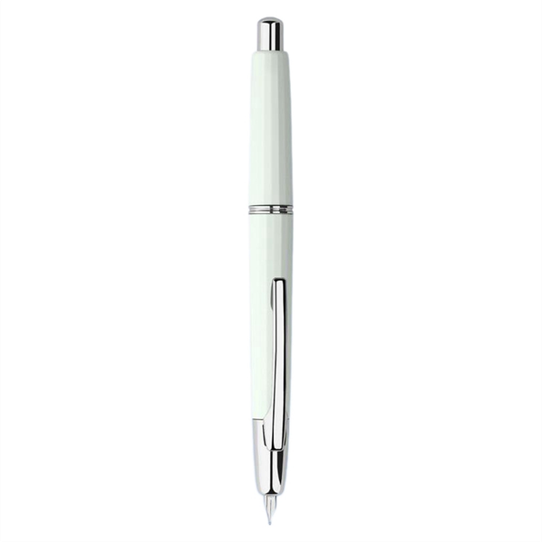 Press Resin Fountain Pen Peacock White(Silver Clip)