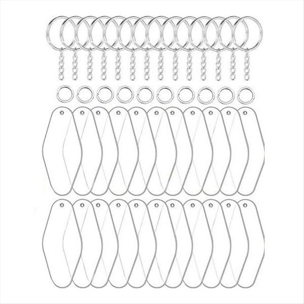 90 Pcs Diy Transparent Acrylic Keychain Pendant Decoration Set C