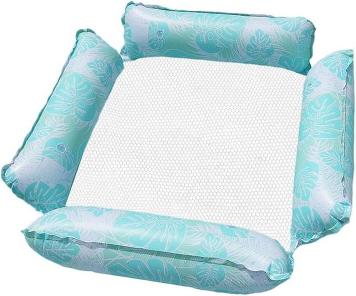 4 Tube Inflatable Swimming Pool Water Floating Hammock/Bed - Blue Leaves