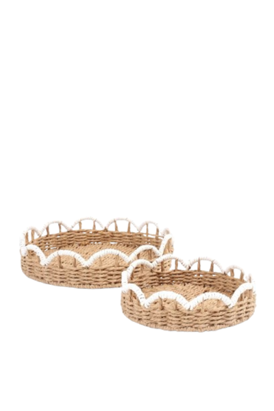 2 Pack Scallop Woven Trays
