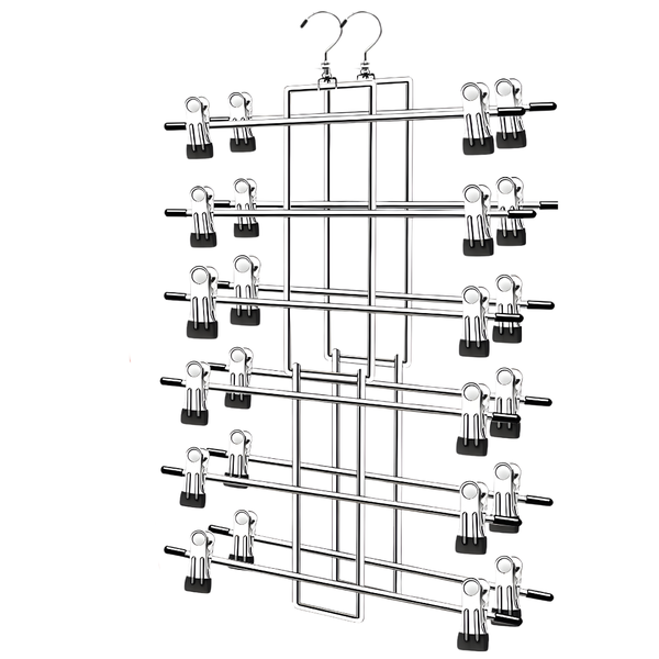 Bestby 6-Tier Skirt Pant Bra Metal Hanger Organizer for 6 Garments - 2 Pack