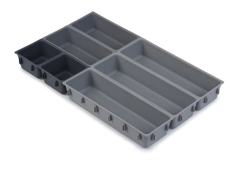7 Pieces Of Clip-On Adjustable Drawer Storage Organizer Set - Grey