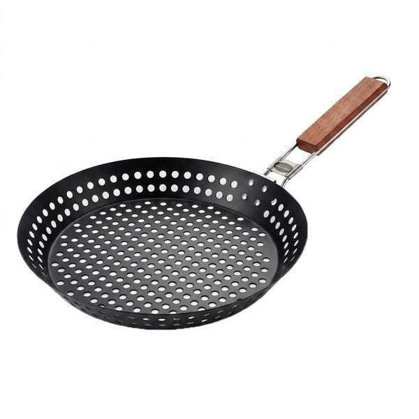 Non-Stick Grill Skillet Pizza Grill Pan Roasting Pan with Foldable Handle