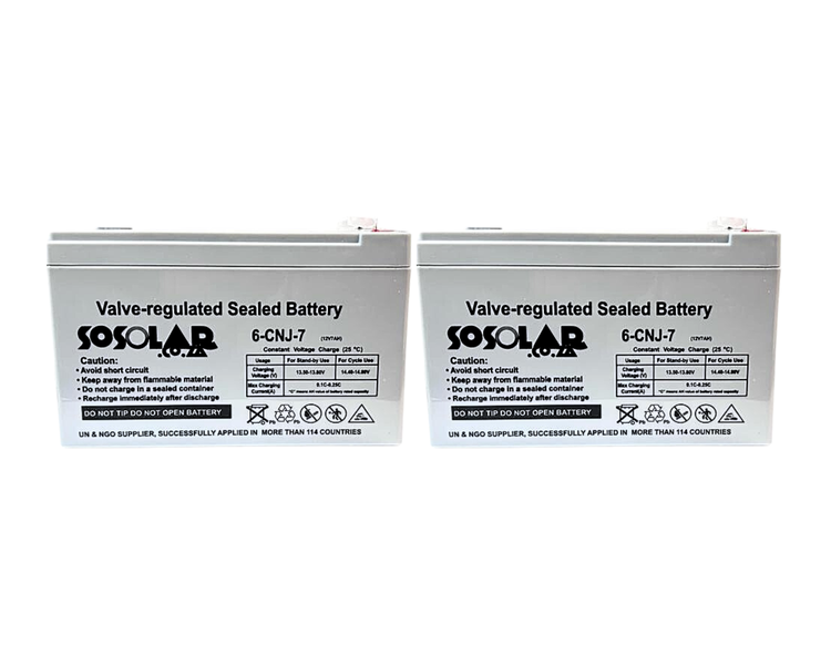Solar Deep Cycle Gel Battery 7Ah 12v Pack of 2