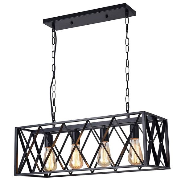 JNC-Black Vintage Industrial Metal Cage Pendant