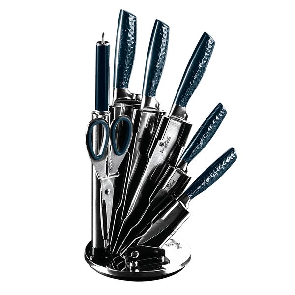 Berlinger Haus 8 Piece Stainless Steel Knife Set with Stand - Aquamarine