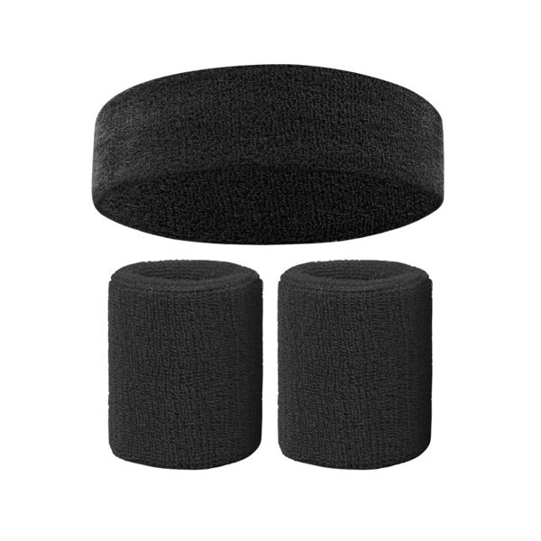 AOLIKES 3 Pieces Elastic Outdoor Sport Sweat Headband Wristband Set