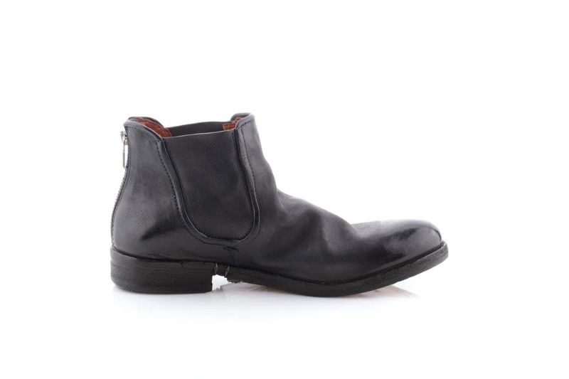 Men's black leather ankle boot with a zip
