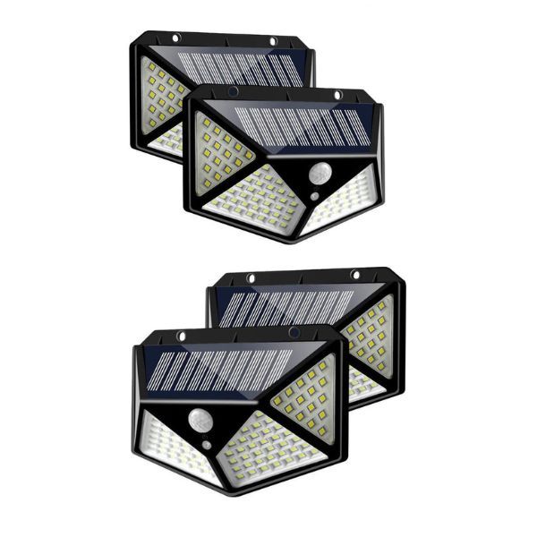 Solar Motion Sensor LED Wall Lights - 4 Pcs