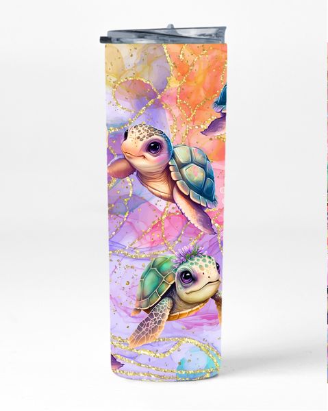 Turtles Alcohol 20oz Insulated Skinny Tumbler Sublimated With Straw 007