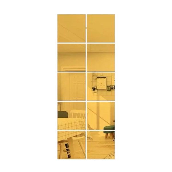 10 Pieces Self-Adhesive Acrylic Mirrors - 15 x 15cm - Gold