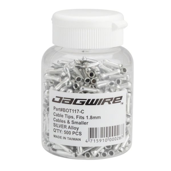 JAGWIRE BOT117-C Cable End Crimps 1.8mm SILVER - 500PCS Bottle