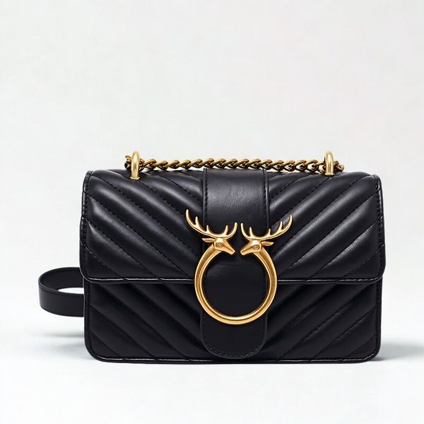 Stylish Black Quilted Shoulder Bag or Clutch
