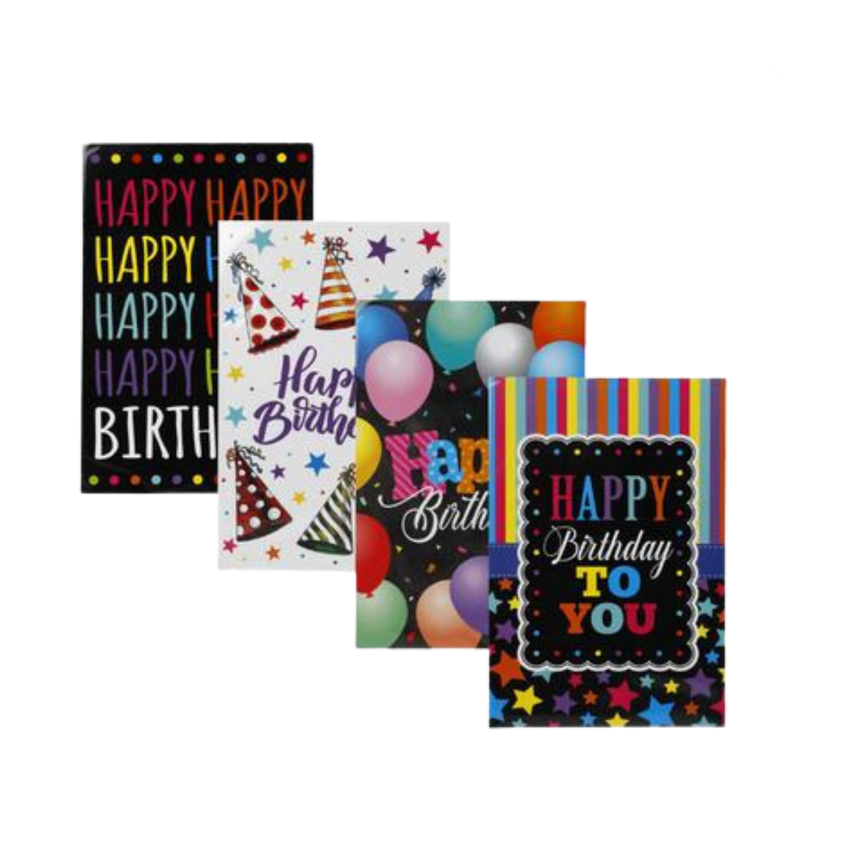 Assorted Bright and Funky Birthday Cards & Envelopes Set of 4 Shop