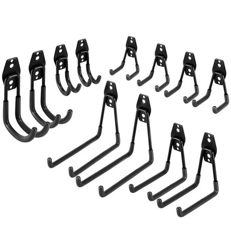 12 Heavy-Duty Iron Garage Hooks Non-Slip Coating Wall Mount Bikes Ladders Image