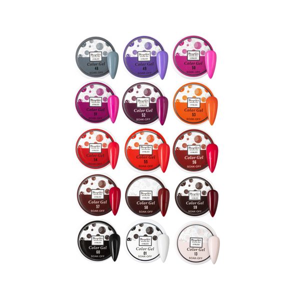 2-in-1 UV Gel Colour Pots - 15 Colours - Set D
