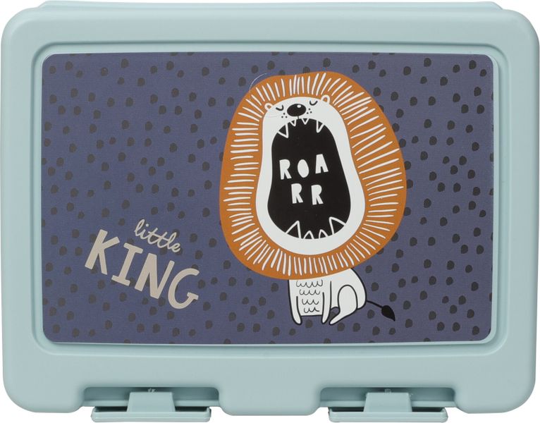 Lion Design PP Lunch Box with Spork and Divider - 180 x 135 x 75mm