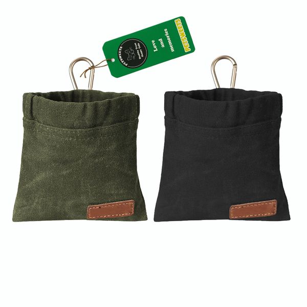 2 Pack Dog Treat Bag Puppy Dog Training Pouch - Green and Black