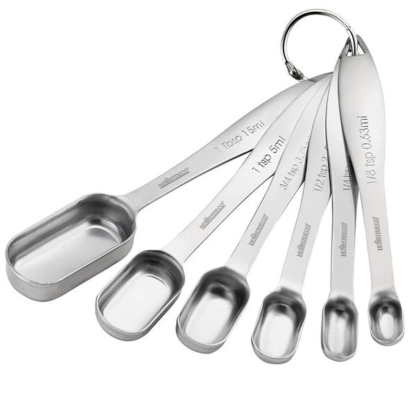 6-Piece Magnetic Stainless Steel Stackable Dual Sided Measuring Spoon Set