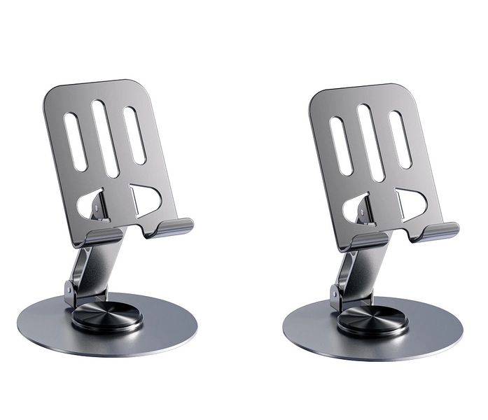 2 Pack-Metal phone holder with 360 degree rotation and adjustable folding