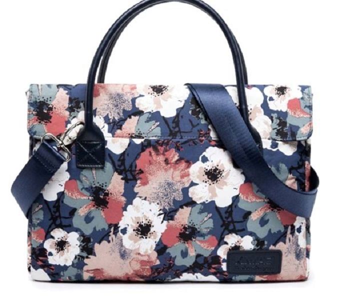 TUFF-LUV Ladies Floral Waterproof Canvas Tote Laptop Bag 15.6 - Blue
