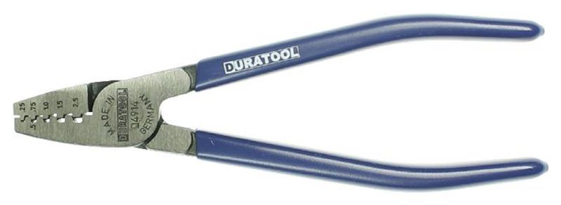 Duratool (D02000) Crimping Pliers, 140mm, 0.25mm to 2.5mm capacity
