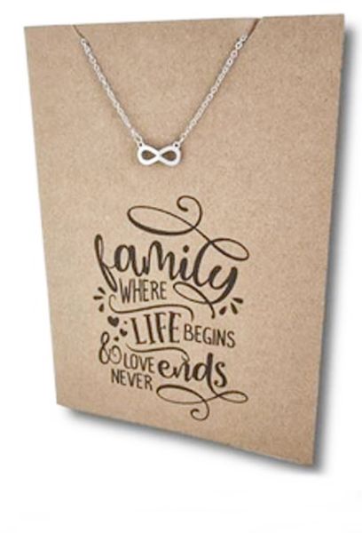 Stainless Steel Necklace On Message Card-Small Infinity Pendant