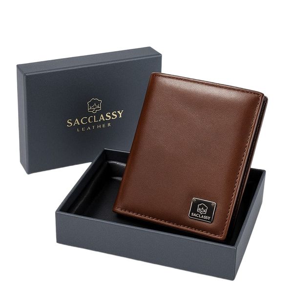 SACLASSY Genuine Leather Passport Holder Travel Passport Wallet Men's Gift