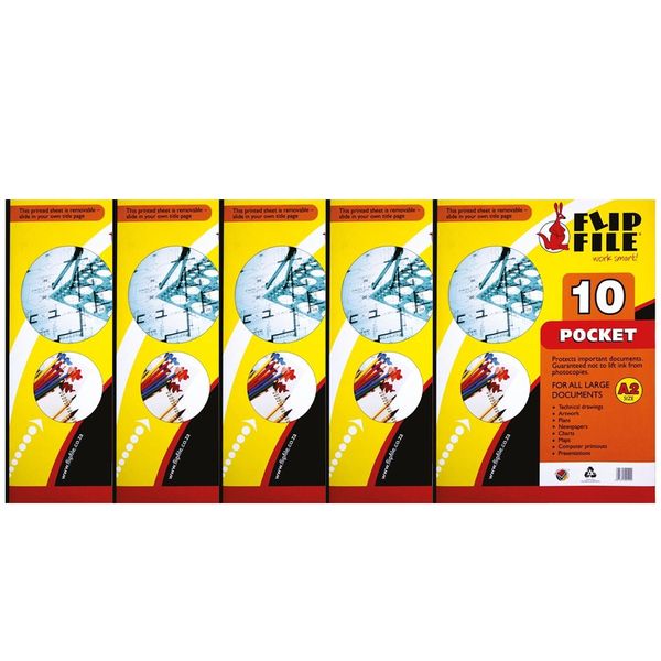 Flip File 10 Pocket Display Book - A2 (Pack of 5)