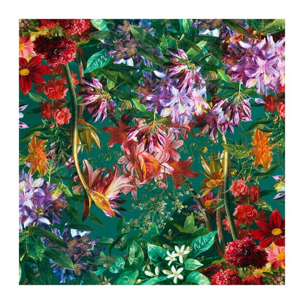 Emerald Green Floral Mix Square Tablecloth
