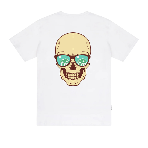 Katz Designs - White T Shirt - Skull Cartoon