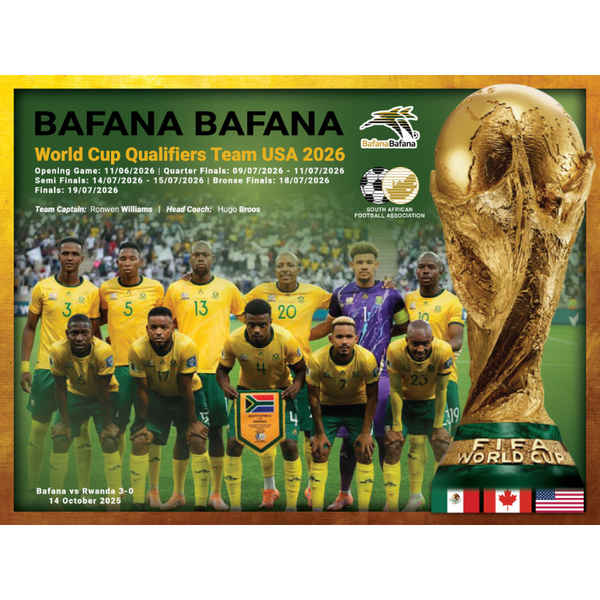 Bafana Bafana World Cup Qualifiers Poster - 14 October 2025 vs Rwanda (A3)