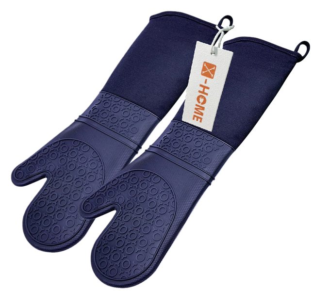 X-HOME Silicone Oven Mitts/Gloves with Padded Cuffs Super Long Elbow Length