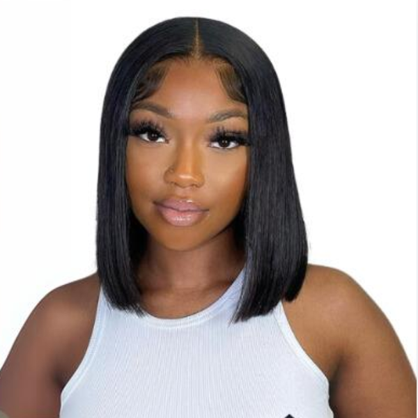 Human Hair 13x4 Lace Front Bob Wig Full Frontal Wig Straight 10 Inch
