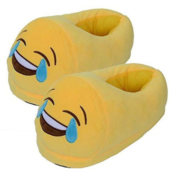 Soft Plush Emoji Slippers Yellow Slipper Laughing Emoji