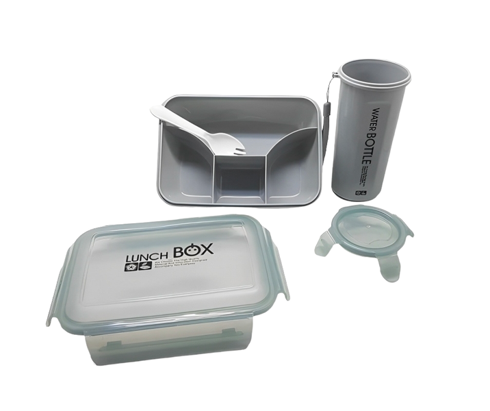 BPA Free 4 Division Lunch Box Set with Water bottle and Spork