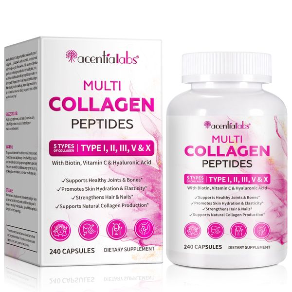 AcentialLabs Multi Collagen Peptides 5 Types (240 Caps)