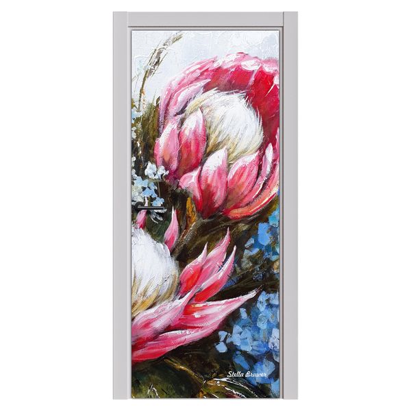 Decoupage - Blue Hydrangeas and Proteas By Stella Bruwer Door