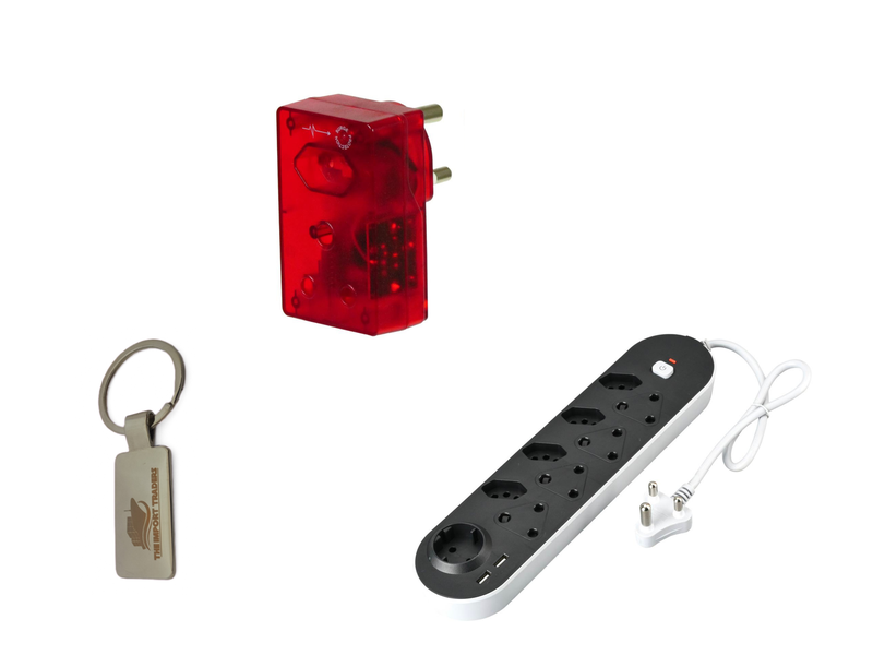 9 Way Multi Plug USB Sockets &amp; 3 Way Surge Protector With TIT Keychain