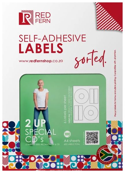 Redfern Special CD 2up A4 Self-Adhesive Labels 1000 Sheets