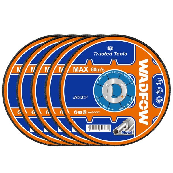 Wadfow - 5 Piece Metal Grinding Discs (6.0mm x 115mm) - Standard Arbor Fit