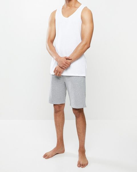 Men's Superbalist Premium Cotton Vest &amp; Knit Shorts Sleep Set White