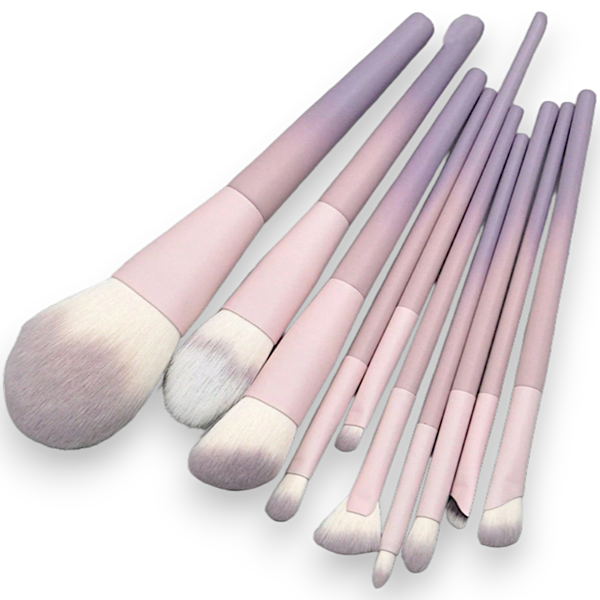 10 Piece - Makeup Brush Set - Purple Ombre