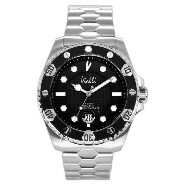 Vialli Silver Black Metal Wristwatch