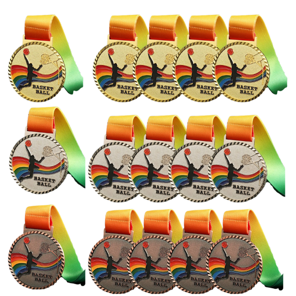15PK Combo Elite TriColour Basketball Medal Set -Gold, Silver&amp;Bronze Awards