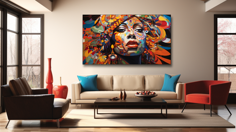 Canvas Wall Art - African Fusion Face Abstract - HD0263