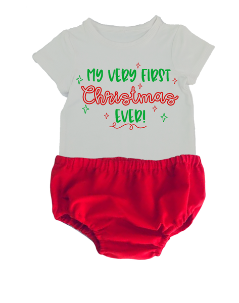 Baby Christmas outfit-Red nappy cover-My very first Christmas ever