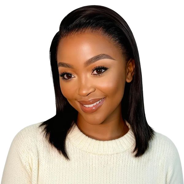 12In Brazilian Hair Full Frontal Wig 13x4 Straight Glueless Bob-Geebuy